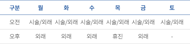 김진석 원장님 진료시간표